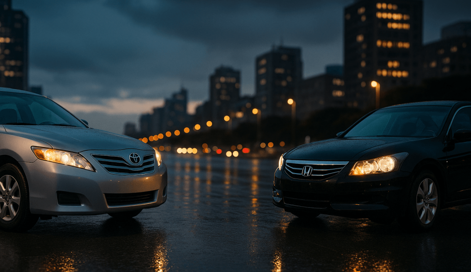 A visual comparison of Toyota Camry and Honda Accord spare parts cost and fuel economy, key factors in the total cost of ownership in Nigeria